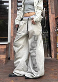 American Style Letter Print Wide Fit Sweatpants