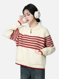 Preppy Style Striped Hip Hop Knitted Cardigan