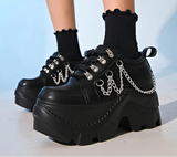 Chunky Gothic Black Chain Platform Sneakers