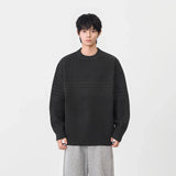 Cozy Textured Striped Crew Neck Sweater