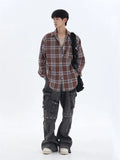 Streetwear Cool Plaid Lapel Autumn Vintage Shirt