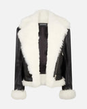 Luxurious High Quality Faux Fur PU Leather Jacket