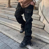 Multi-pocket Retro Ankle Zipper Denim Pants