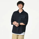 Cloud-Soft Contrast Lapel Casual Shirt