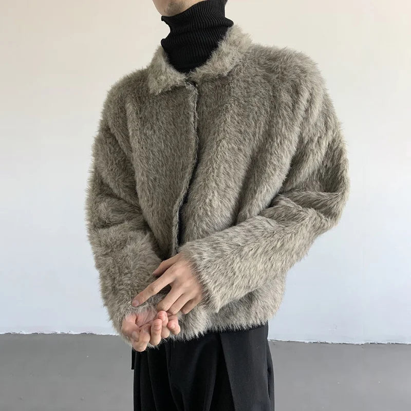 Plush Knitted Lapel Cool Versatile Furr Jacket