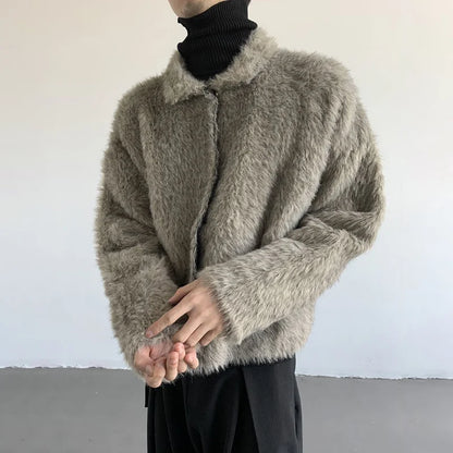 Plush Knitted Lapel Cool Versatile Furr Jacket