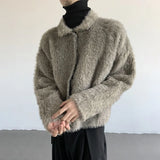 Plush Knitted Lapel Cool Versatile Furr Jacket