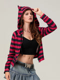Easy Match Striped Zip-Up Hooded Sweatshirt