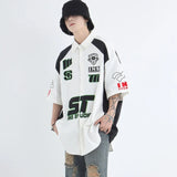 Men Retro American Style Racing Embroidered Shirt