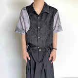 Embroidered Jacquard Retro Short-Sleeved Shirt