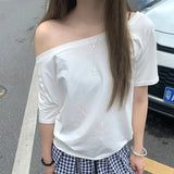 Soft Girl Relaxed Off-Shoulder T-Shirt