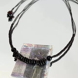 Black Stone Pendant Hand-Woven Rope Necklace