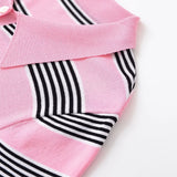 Durable Striped Knitted Short Sleeve Cardigan