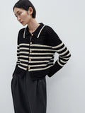 Women Casual Spring Ethereal Striped Knitted Cardigan