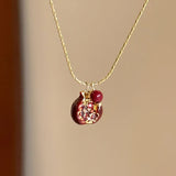 Enamel Pomegranate Gold Necklace