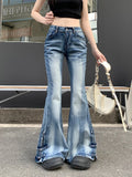 Distressed Blue Slim Flare Jeans