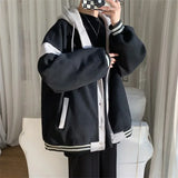 Y2K Stylish Patchwork Hooded Varsity Jacket