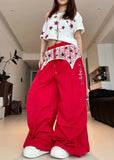 Effortless Red Oversize Parachute Jogger