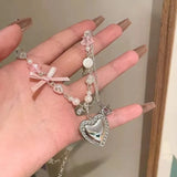 Coquette Heart Beaded Necklace