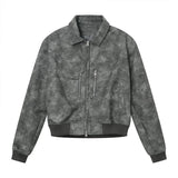 Men Pink Gradient Spring Leather Jacket