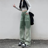 Contrasting Green High-waist Jeans