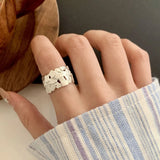 Geometric Wide Braid Square Ring