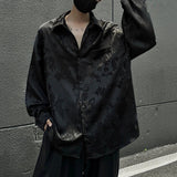 Solid Color Jacquard Lapel Pocket Shirt