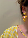 Yellow Piggy Love Earrings