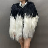 Luxury Mixed Color Goat Faux Fur Wool Jacket