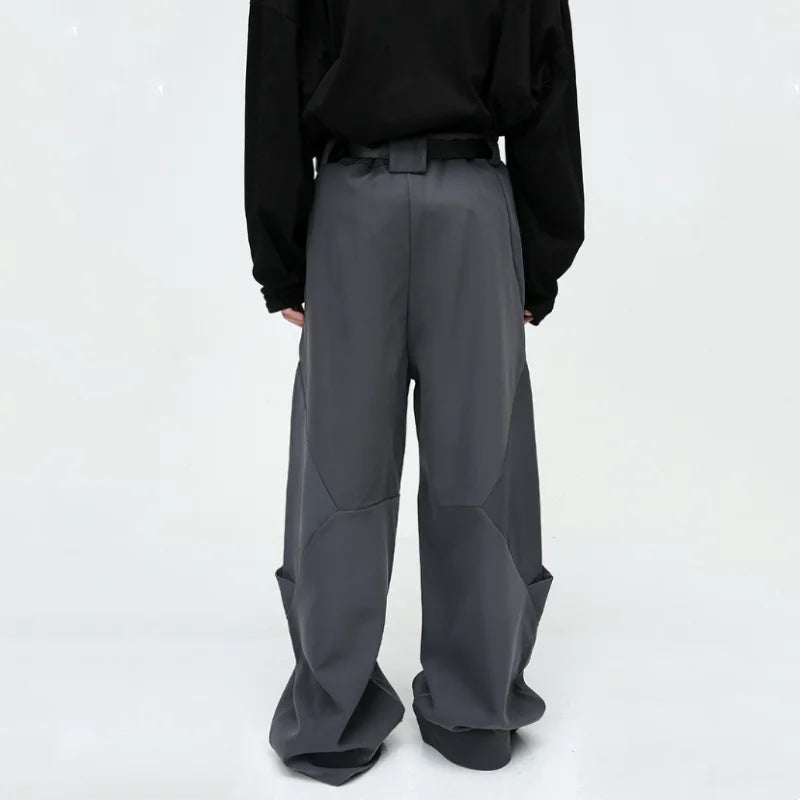 Diamond Patchwork Pleated Casual Pants