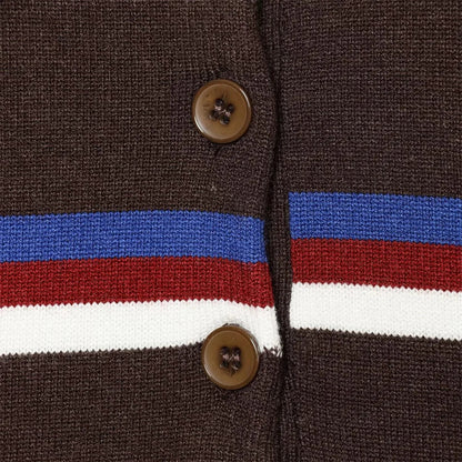 Academy Style Retro Striped Knit Polo Sweater