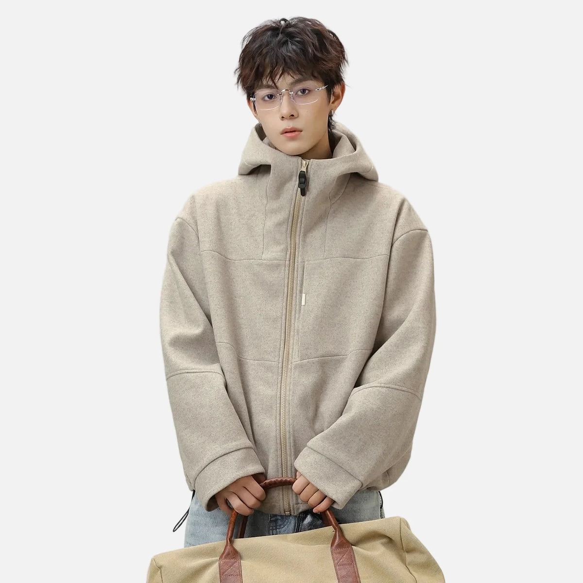 Luxurious Wool Blend Boxy Fit Thickened Jacket