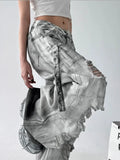 Cyber Grunge Washed White Baggy Jeans