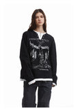 Dark Gothic Punk Fake Two-Piece Long T-Shirt
