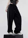 Women Vintage Retro Striped Letter Print Sweatpants