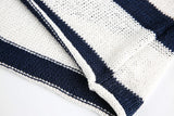 Y2K Plush Striped Lace Up Knitted Sweater
