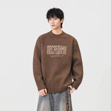 Cozy Winter Letter Print Crew Neck Knitted Sweater