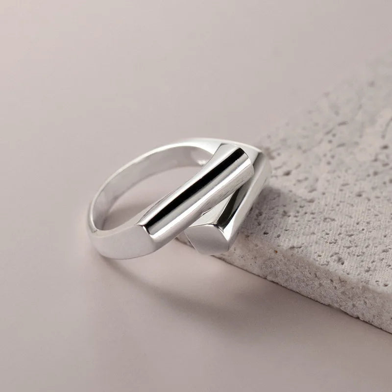 Women Classic Minimalist Geometric Silver Cross Ring