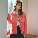 Women Soft Gradient Loose Fit Denim Jacket