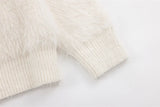 Fuzzy Oversized Cat Print Knit Jumper Sweater
