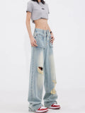 Vintage Cutting High Waist Wide Leg Jeans