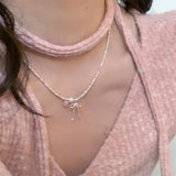 Y2K Bowknot Heart Choker Necklace