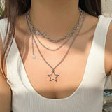 Trendy Y2K Star Pendant Multi-Layered Necklace