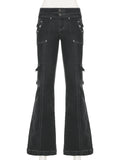 Studded Star Patchwork Denim Cargo Jeans