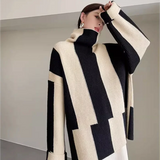 Women Retro Cozy Striped Knit Sweater