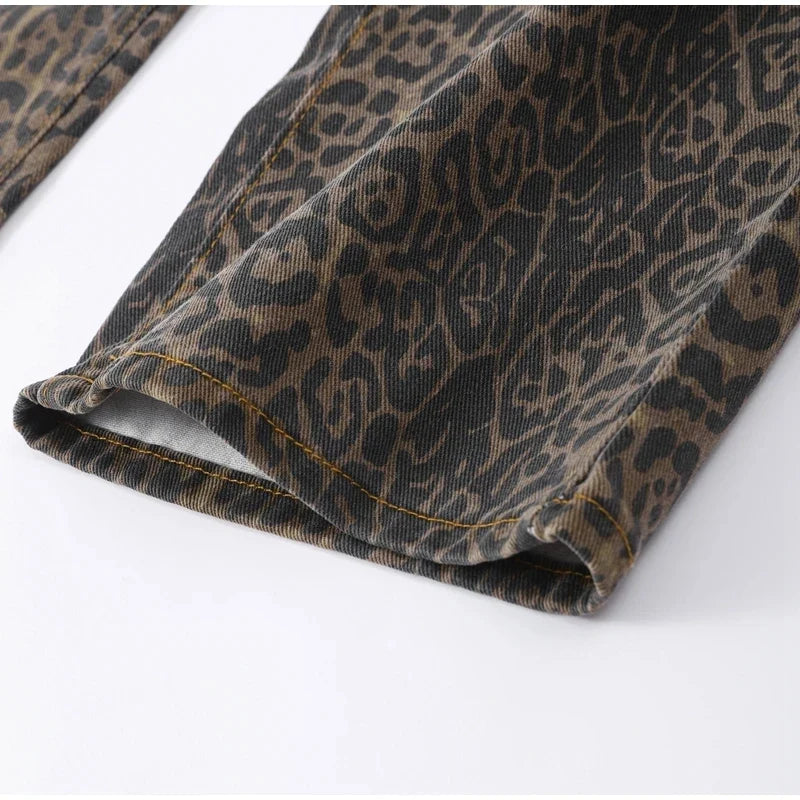 Y2K Leopard Flair High Waisted Pants