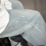 Vintage Star Embroidered Washed Denim Jeans