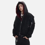Fashionable Gothic PU Leather Hooded Fur Jacket