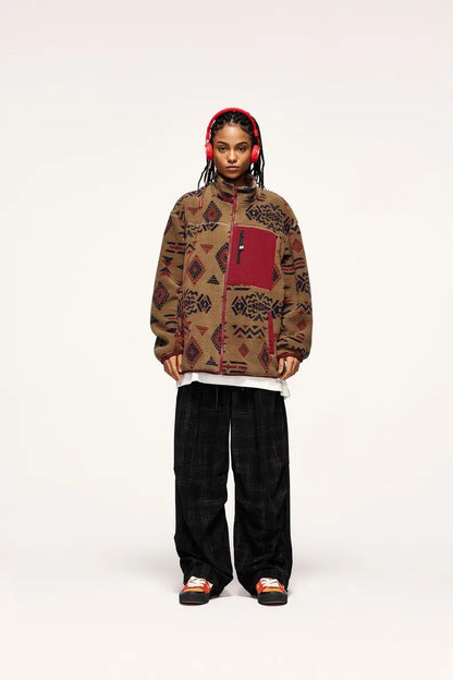 Ethnic Printing Sherpa Jacket