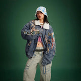 Y2K Thick Winter Patchwork Denim Jacket